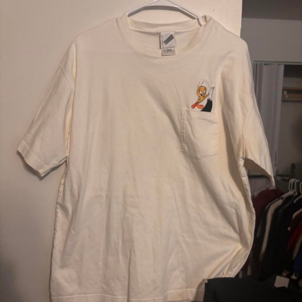 White Warner Bros. Looney Tunes cotton t-shirt cartoon character graphic size L